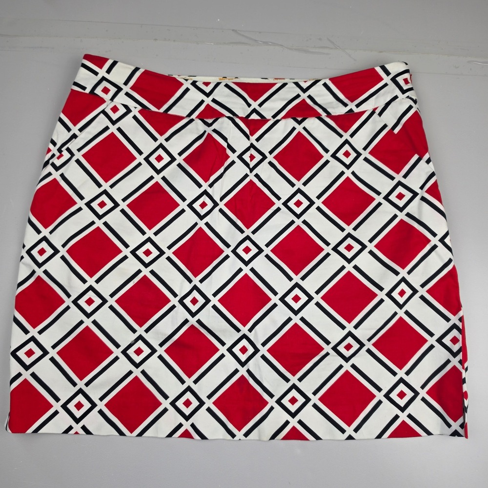 Loudmouth Golf Skort Women Size 8 Red White Black Geometric Diamond Skirt